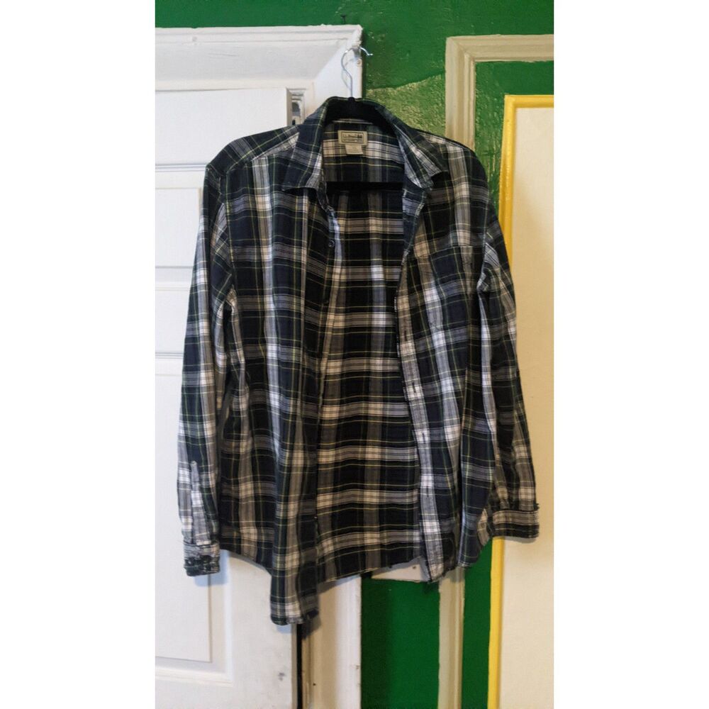 LL Bean vintage tartan L-REG slightly fitted plaid flannel shirt